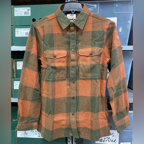 Fjallraven Canada Shirt - Men’s Orange and Olive Plaid